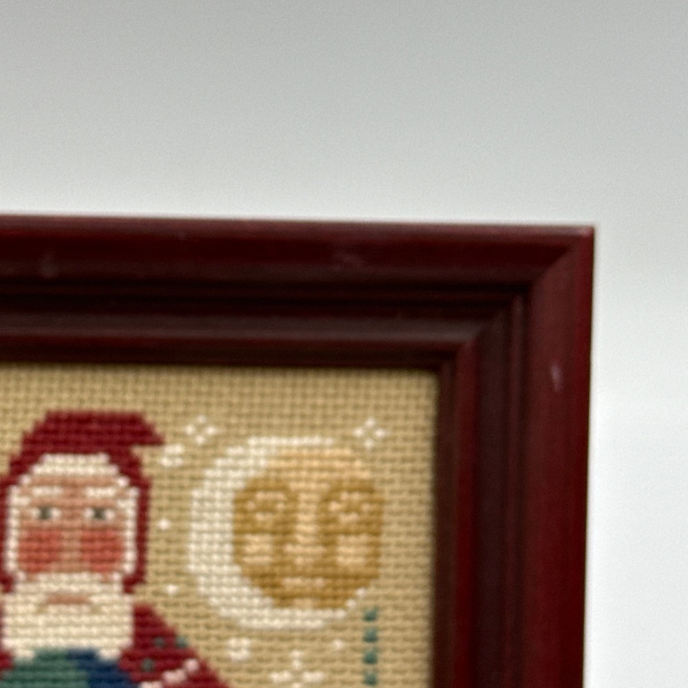 Vtg The Prairie Schooler Framed Cross Stitch Yearly Santa Christmas Americana - Picture 5 of 8